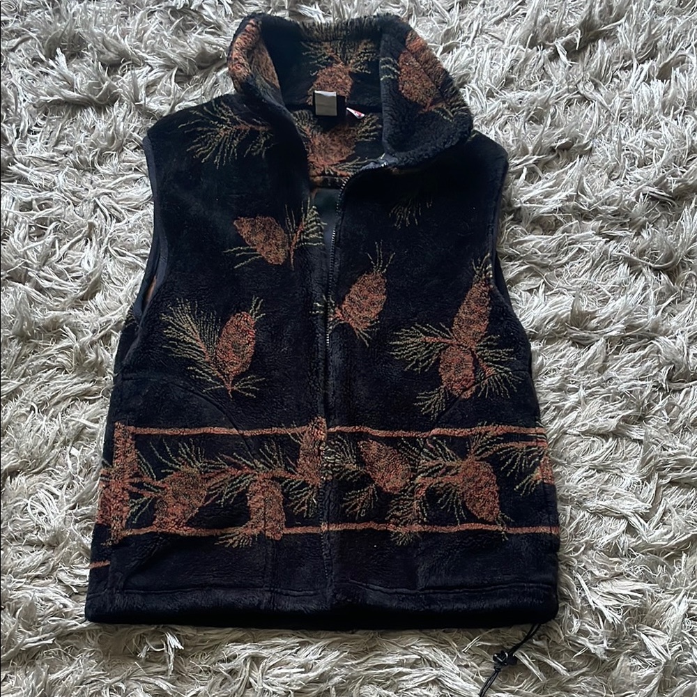 Black and Brown Pinecone Patterned Women's Vest
